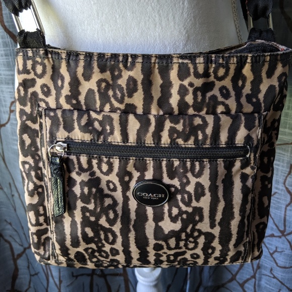 Coach Handbags - Coach Ocelot Animal Print Nylon Crossbody Purse